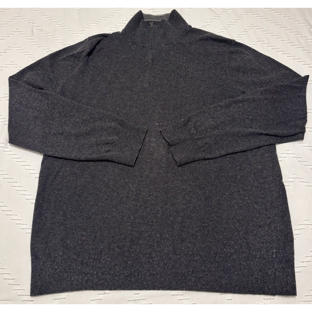 Banana Republic Men’s Large Half Zip Sweater Gray Cotton Cashmere Pullover